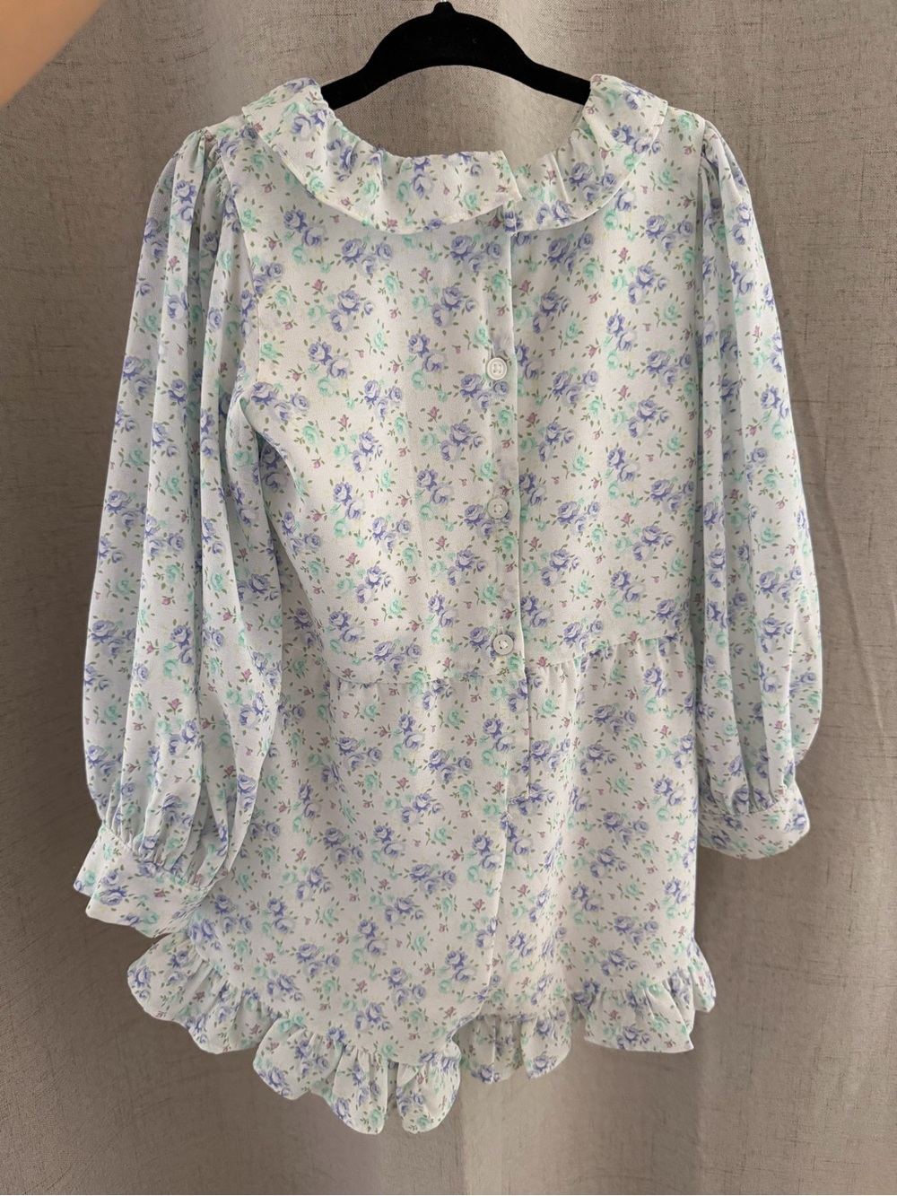 Janie and Jack White Long-Sleeve Floral Ruffle One-Piece - Picture 2 of 3